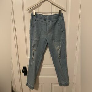 2 for $6 Light Wash Jogger Jeans, Elastic waist and ankles